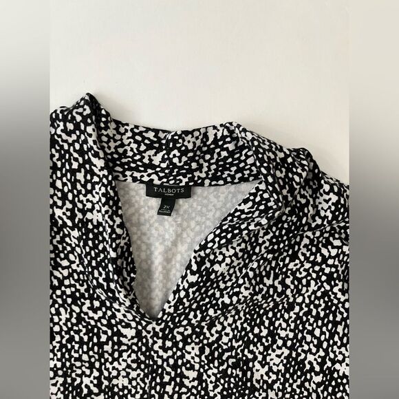 Talbots Women’s Plus Top Blouse 2XL Geometric V Neck Long Sleeve Pullover - Picture 8 of 11